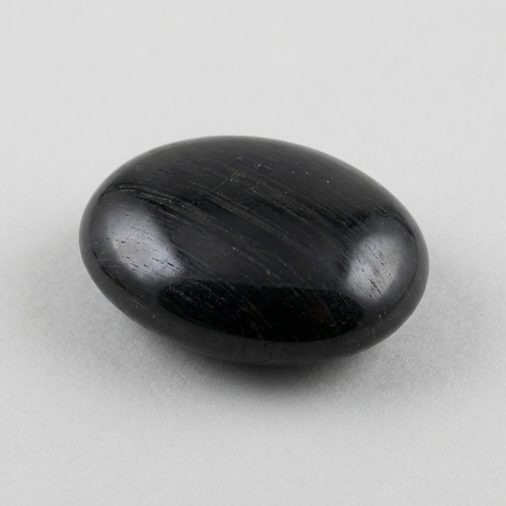 Black tourmaline palm stone – representative image; each natural stone varies slightly in pattern