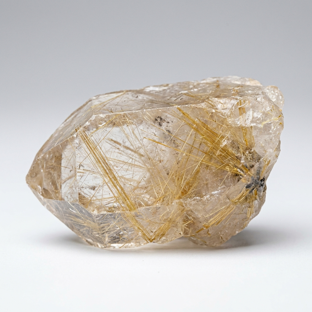 Raw natural rutilated quartz stone – representative image; each natural stone varies in inclusions and size