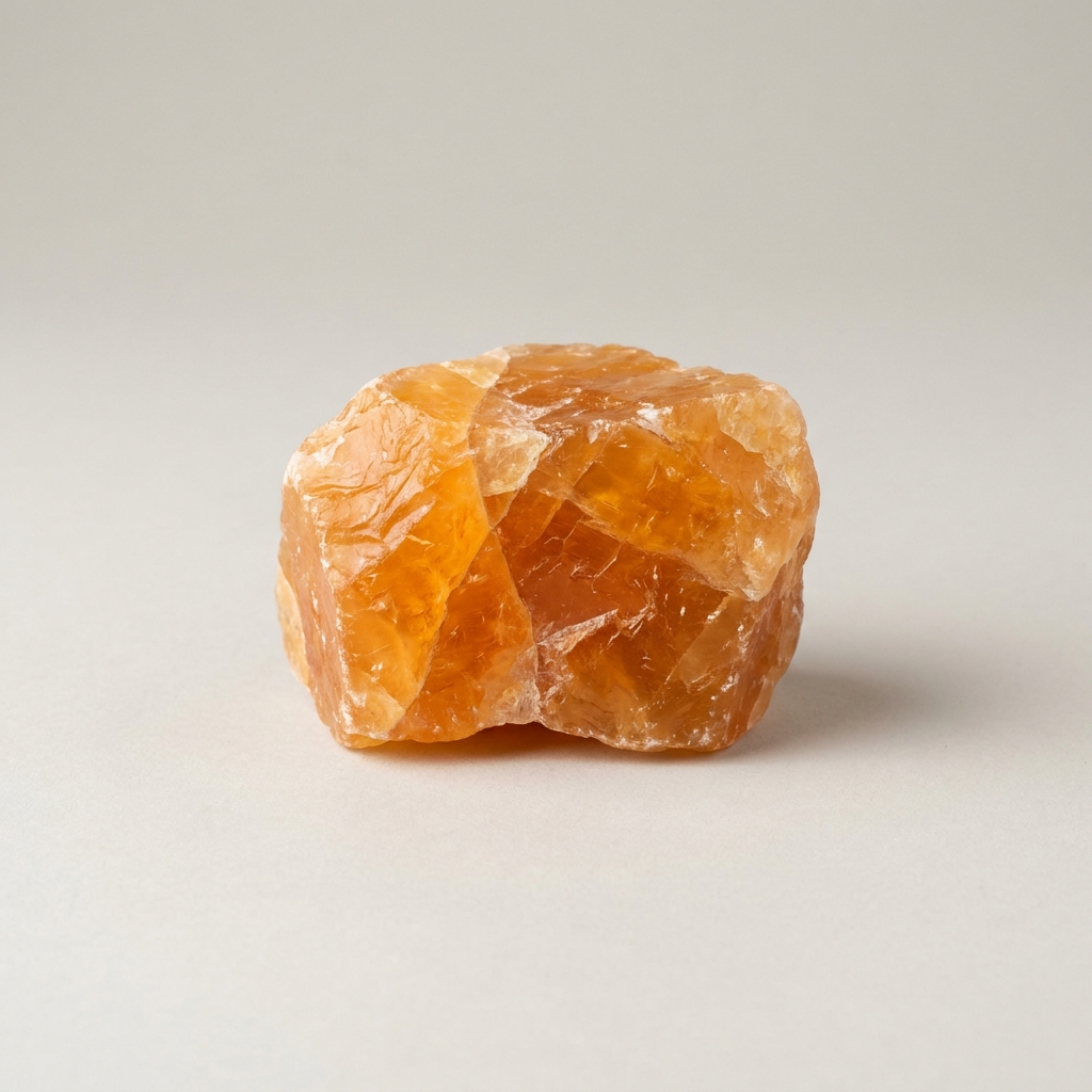 Raw natural orange calcite stone – representative image; each natural stone varies in colour and size