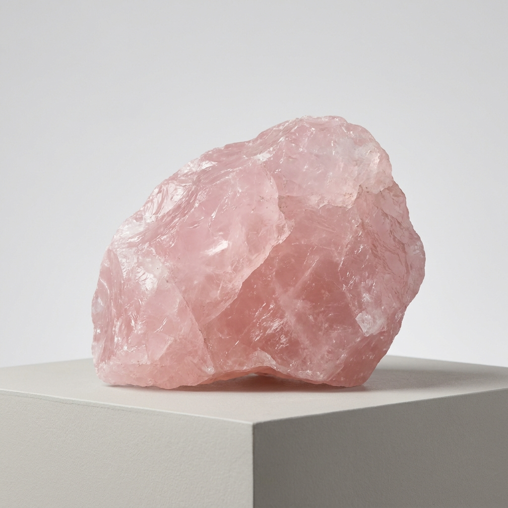 Raw natural rose quartz chunk – representative image; each natural stone varies in shade and size