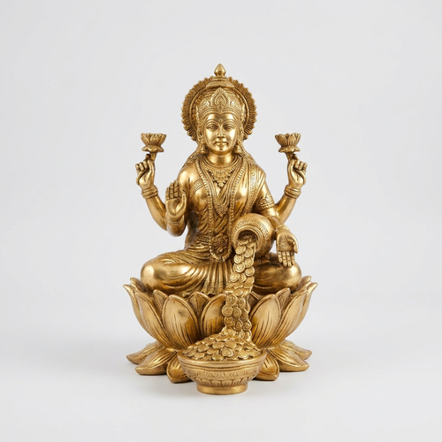 Brass Maa Lakshmi Murti – Goddess of Wealth, Fortune & Abundance (Abhimantrit & Energised)