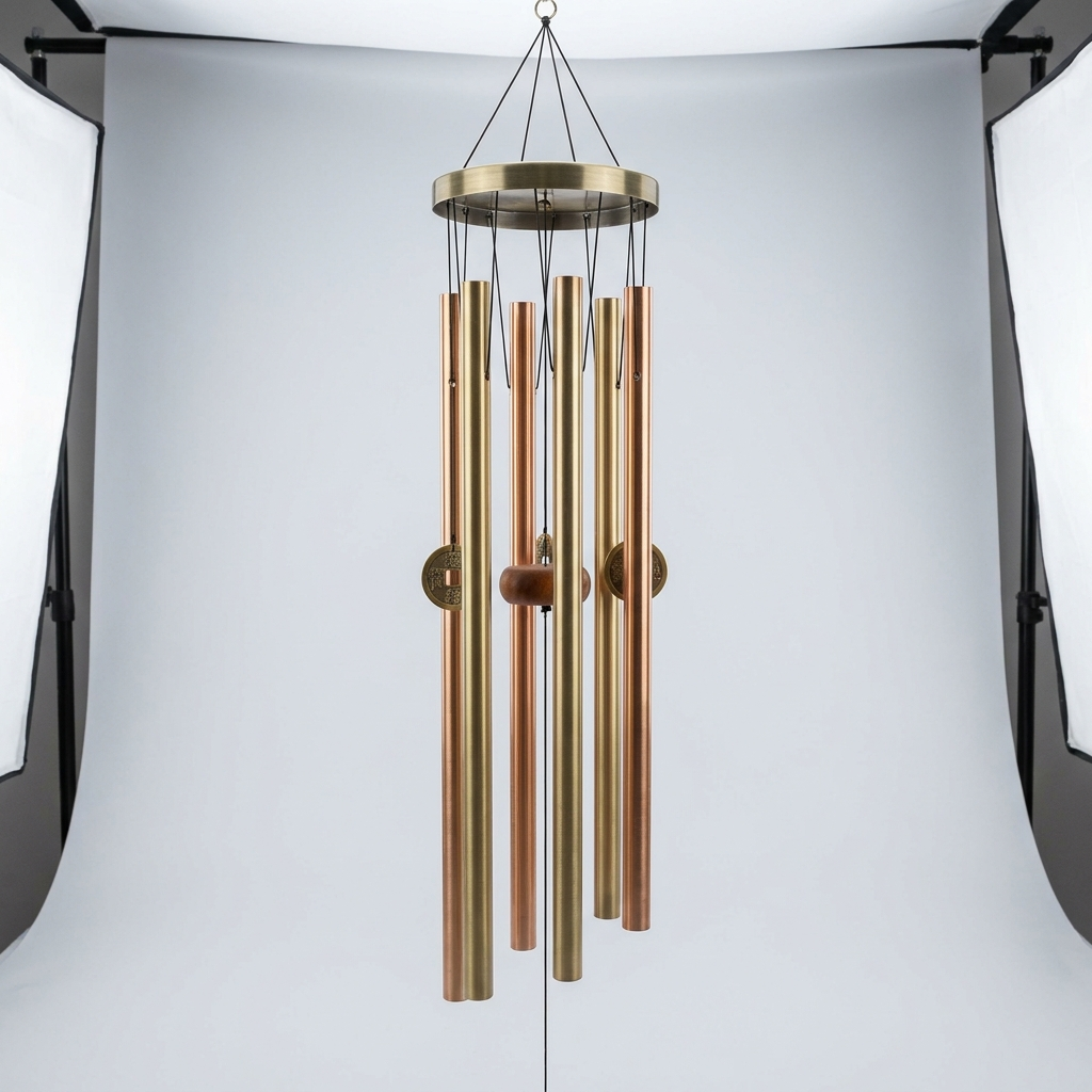 Feng shui metal wind chime – representative image; finish varies slightly