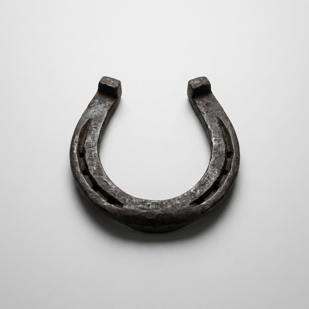 Genuine iron lucky horseshoe – representative image; hand-forged, shape varies