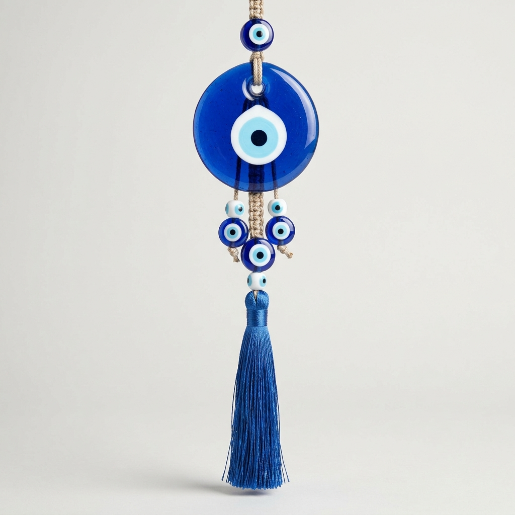 Blue evil eye nazar wall hanging – representative image; beadwork varies slightly