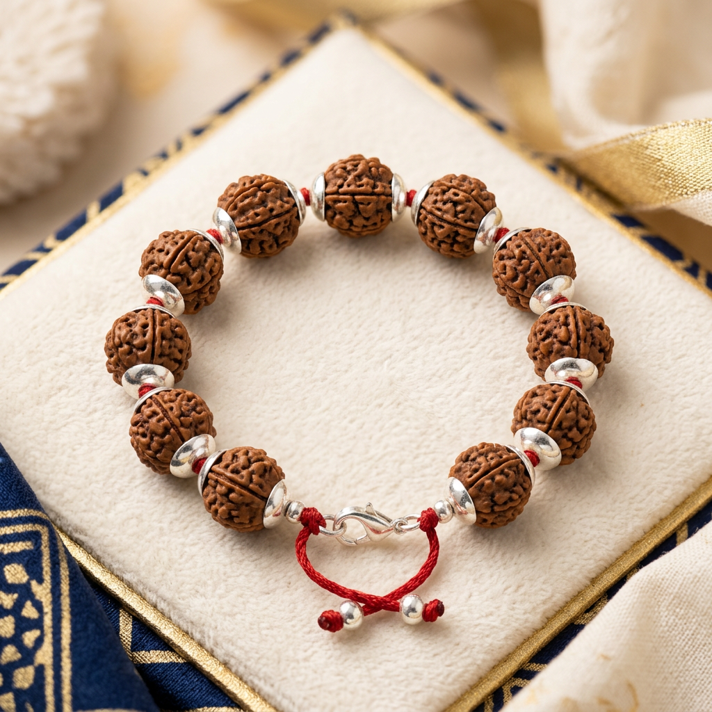 Raksha Suraksha Kavach - certified 5, 8 and 9 Mukhi Rudraksha protection bracelet