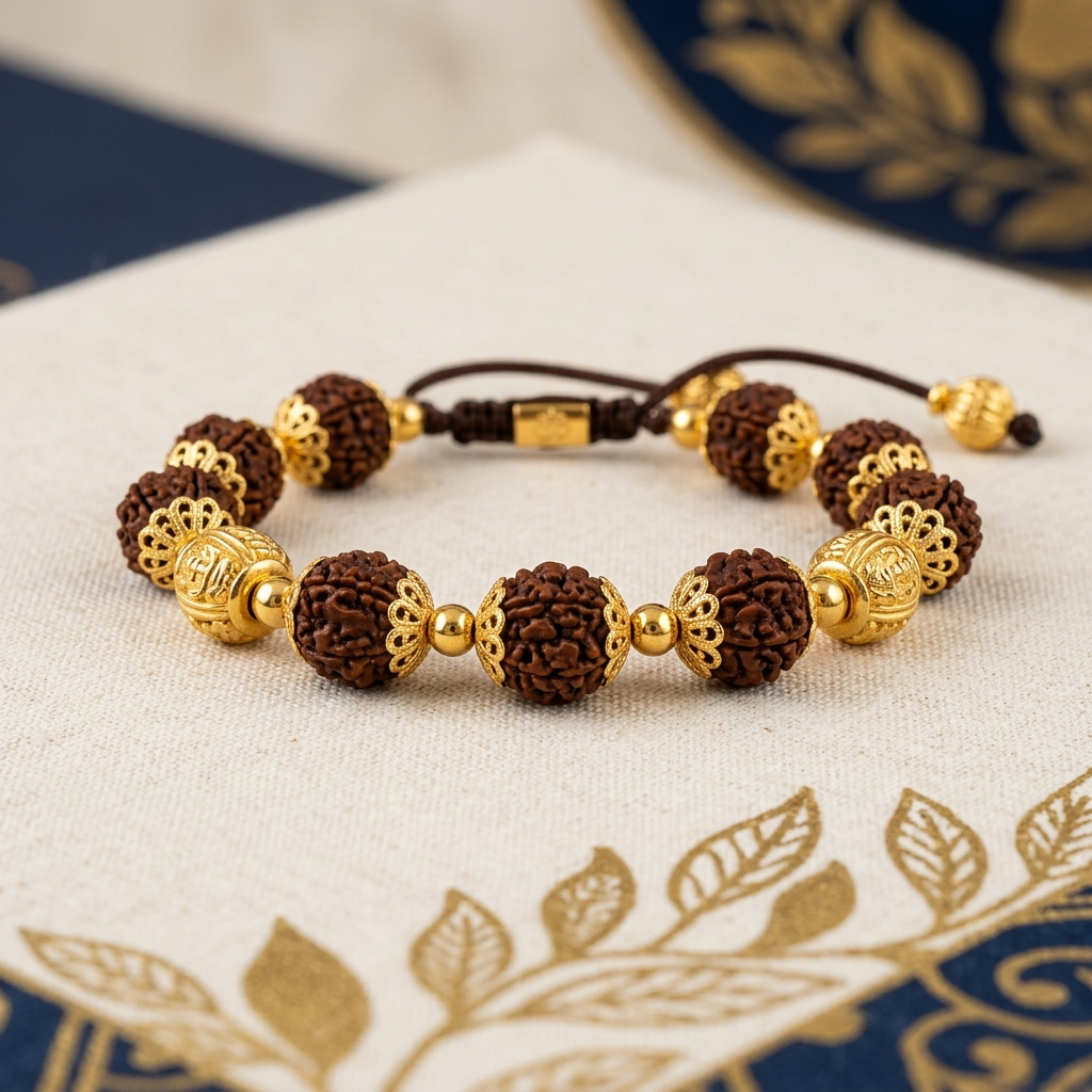 Vyapar Dhan Kavach - certified 7, 8 and 12 Mukhi Rudraksha wealth bracelet